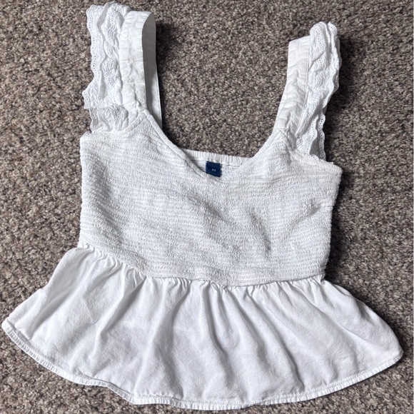 Old Navy White Textured Peplum Blouse - Picture 1 of 6